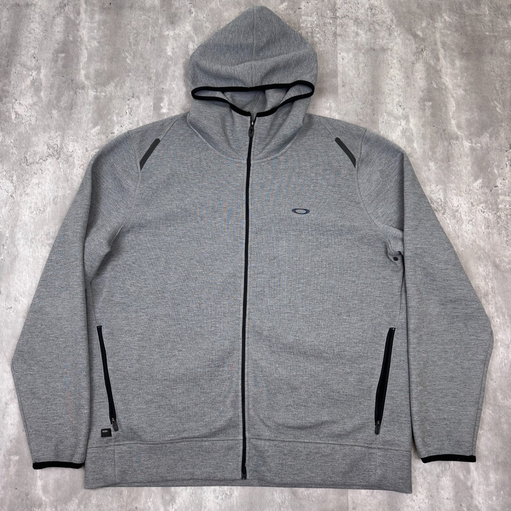 Oakley Tech Fleece Zip Up Hoodie Mens XXL Gray Sweatshirt Jacket Performance